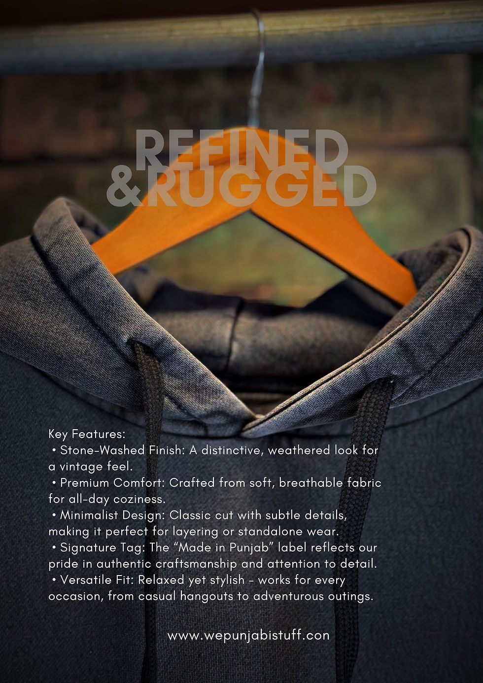 Thumbnail: Stone Wash Charcoal Rugged Hoodie Basic Premium 