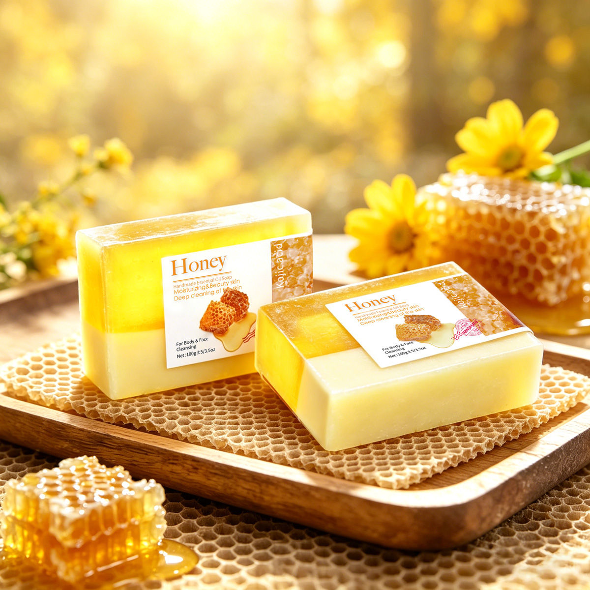 Two tone honey goat milk handmade soap cleansing essential oil soap refreshing o