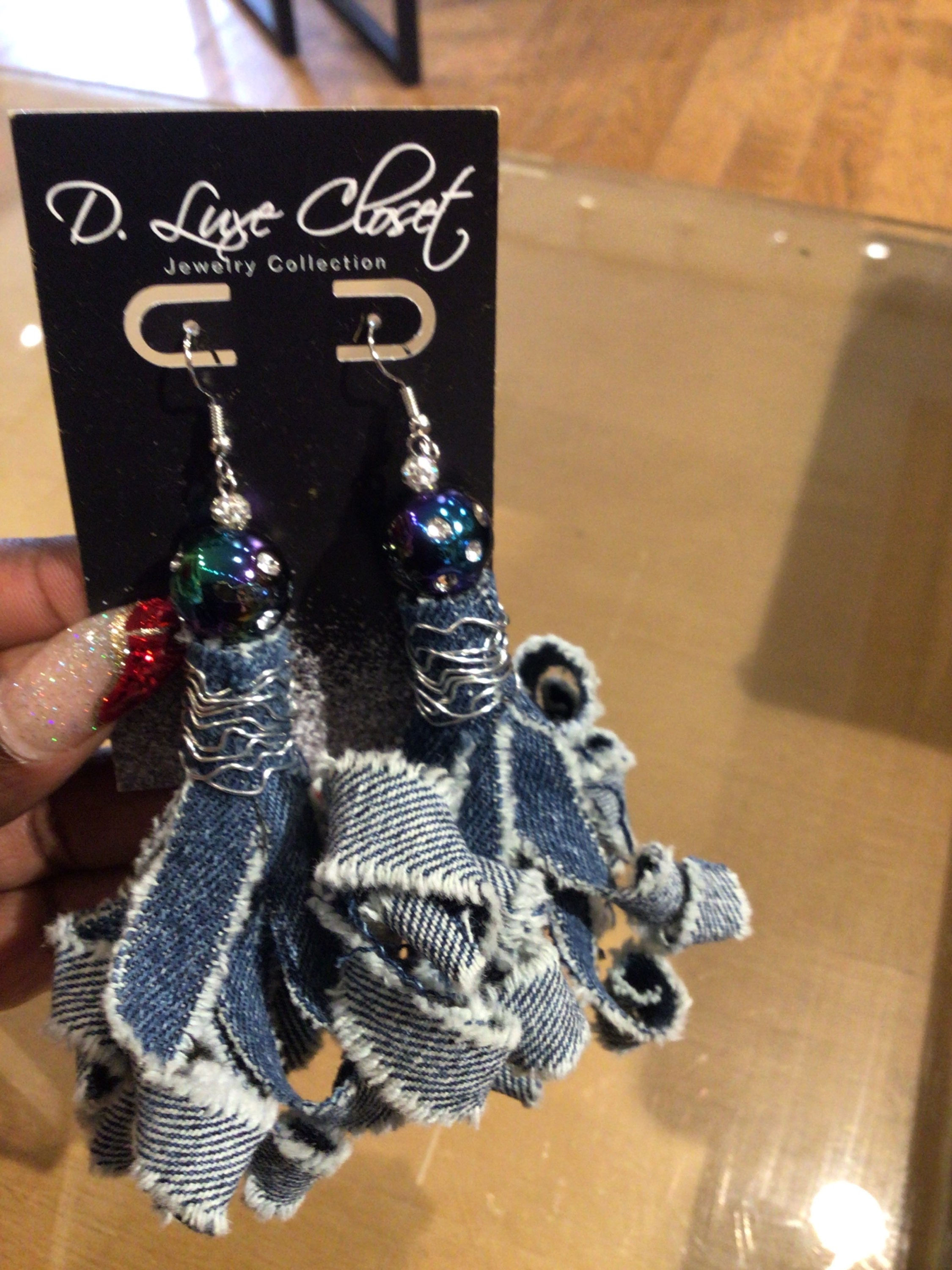 D. Luxe  Diamond Bling Silver/ Wire Denim Tassels