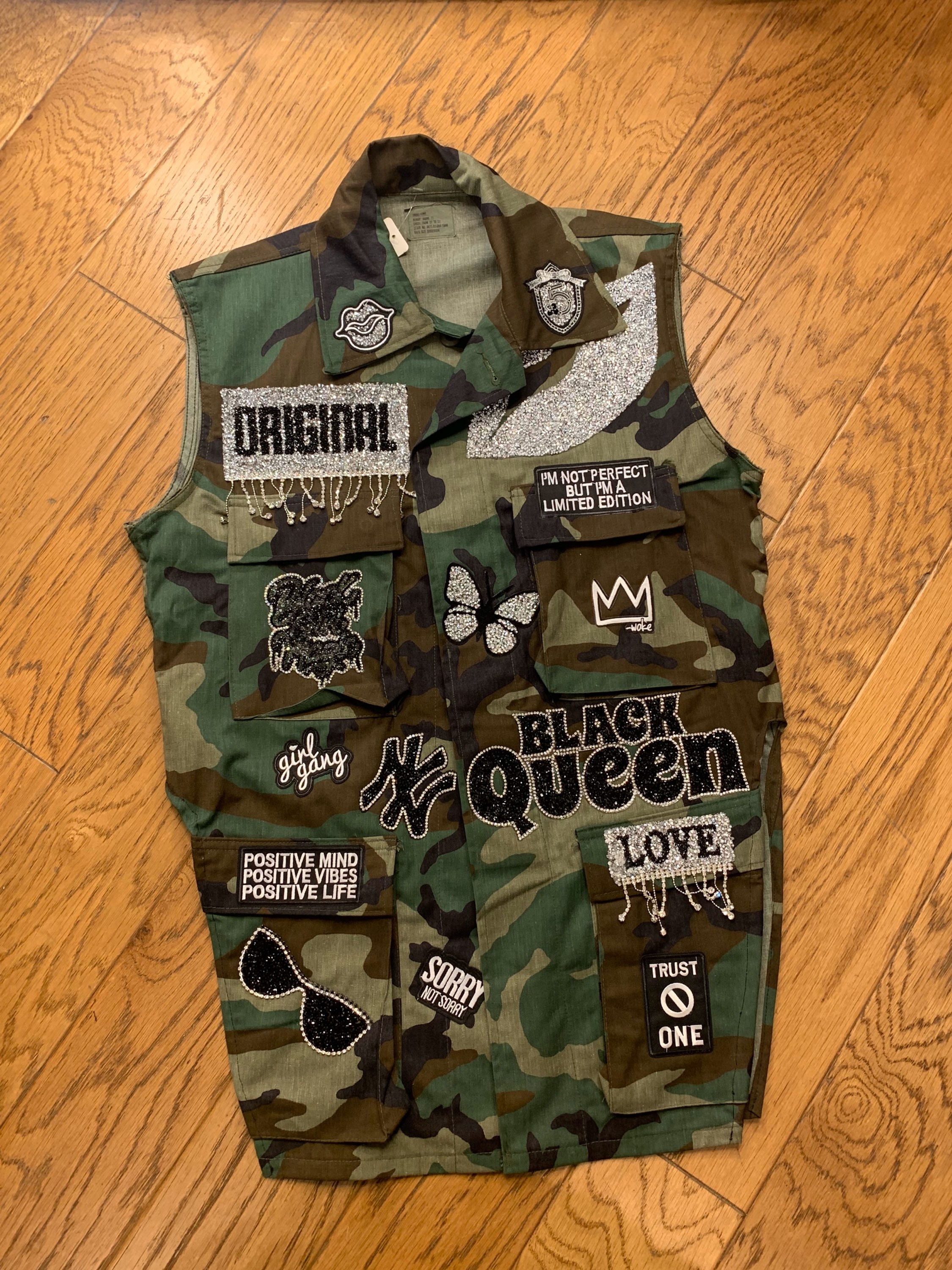 Bling V Cut Military Fatigue Jacket