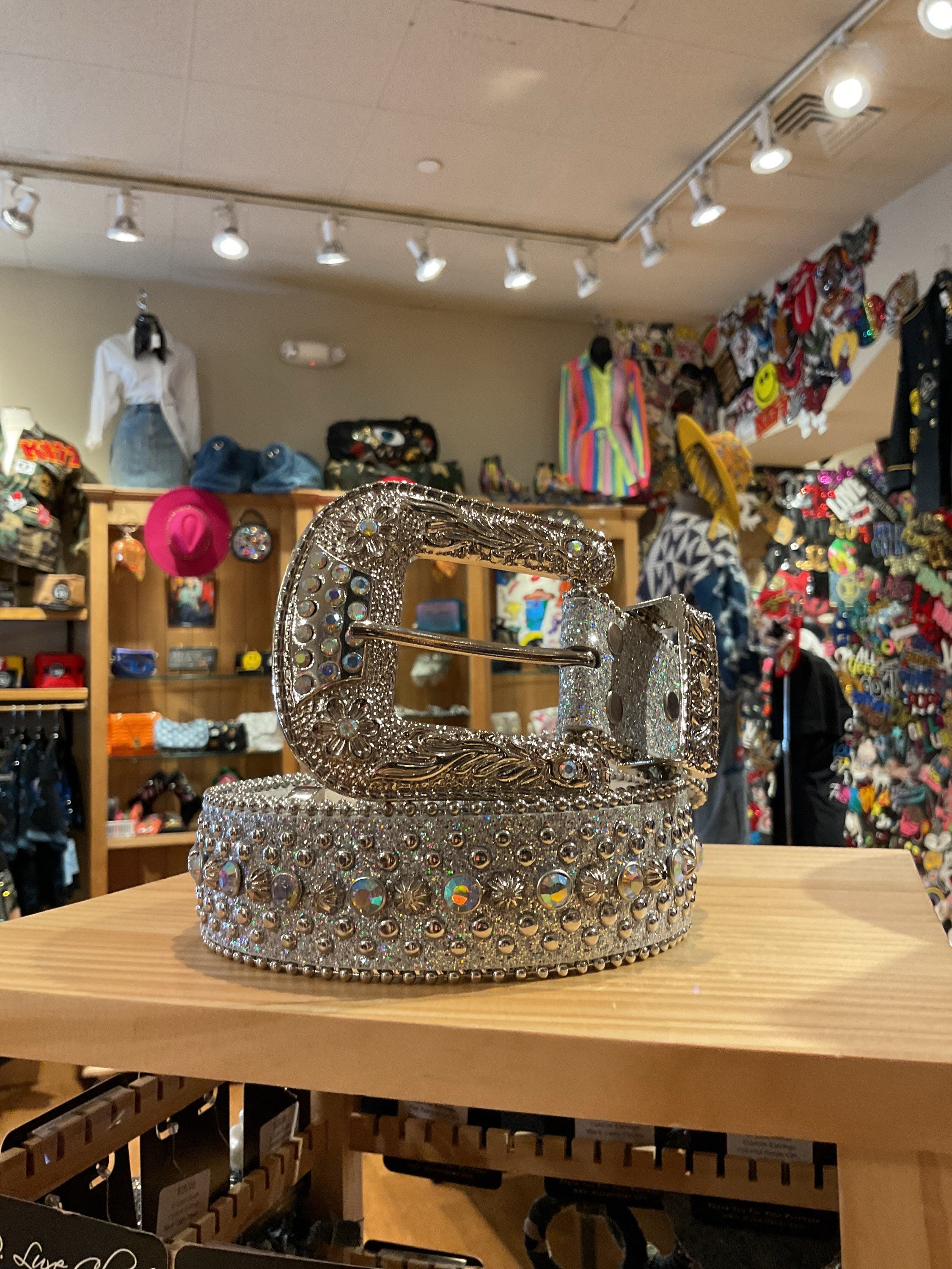 Silver Chunky Rhinestone Belt