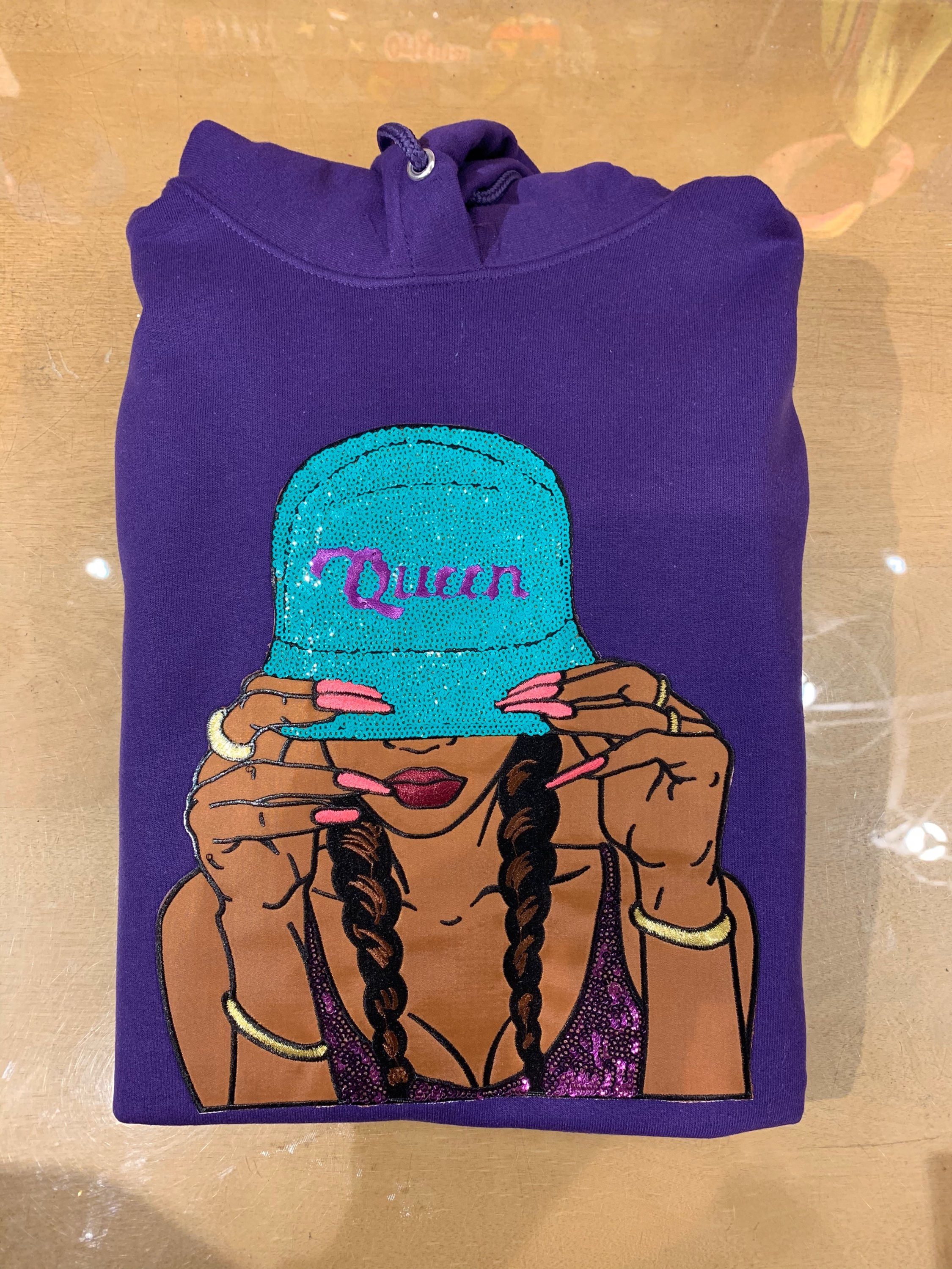 Purple Queen Ballcap Girl Hoodie "WB"