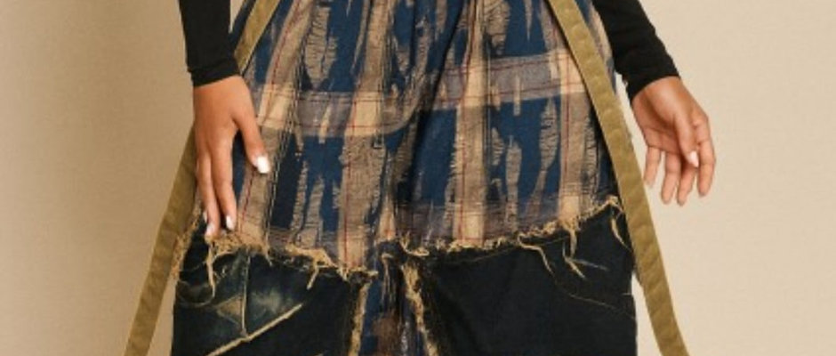 Denim Retro Plaid Overalls