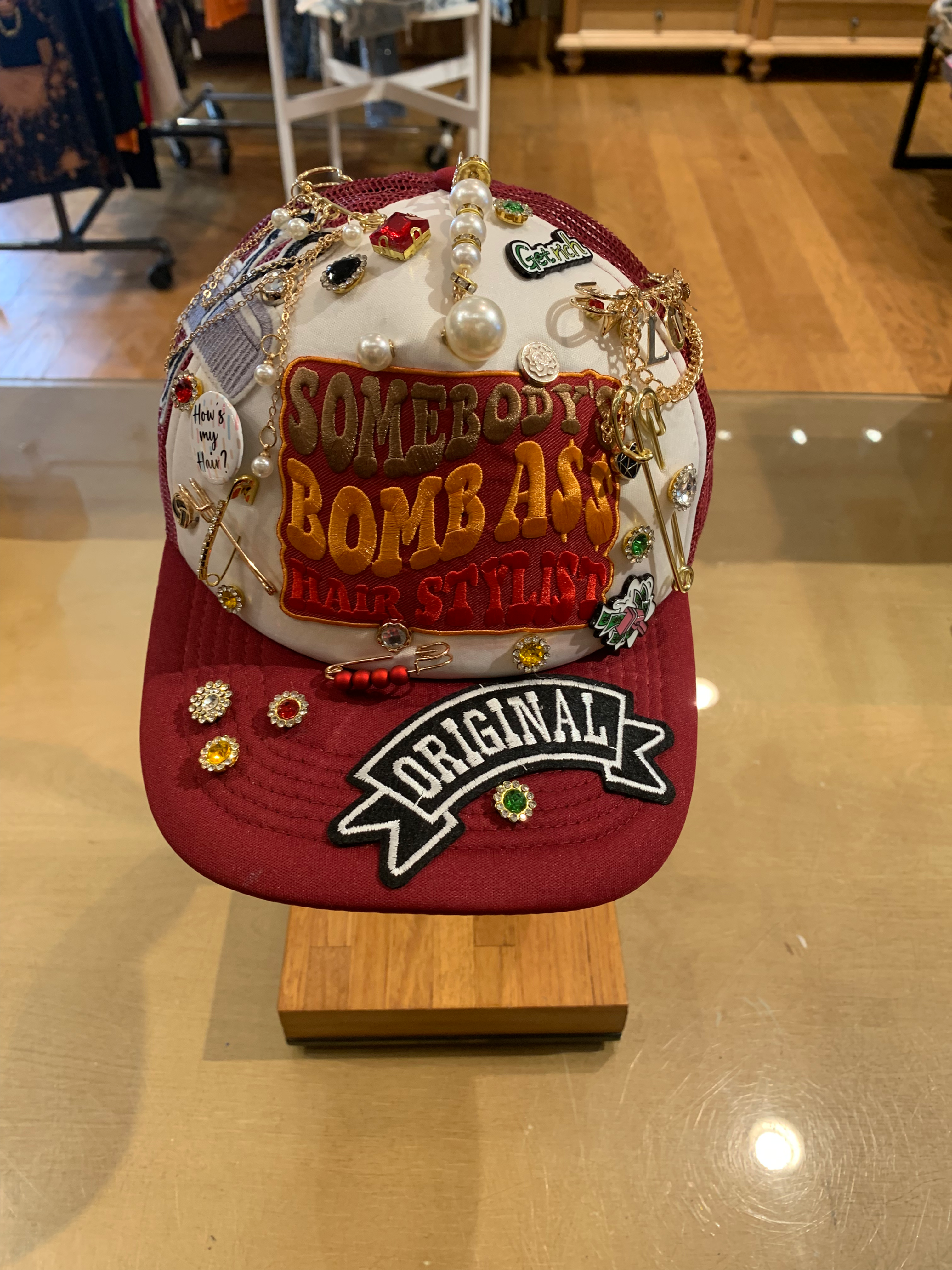 Somebody’s Bomb A$$ Hairstylist Junkie Trucker Snapback Hat