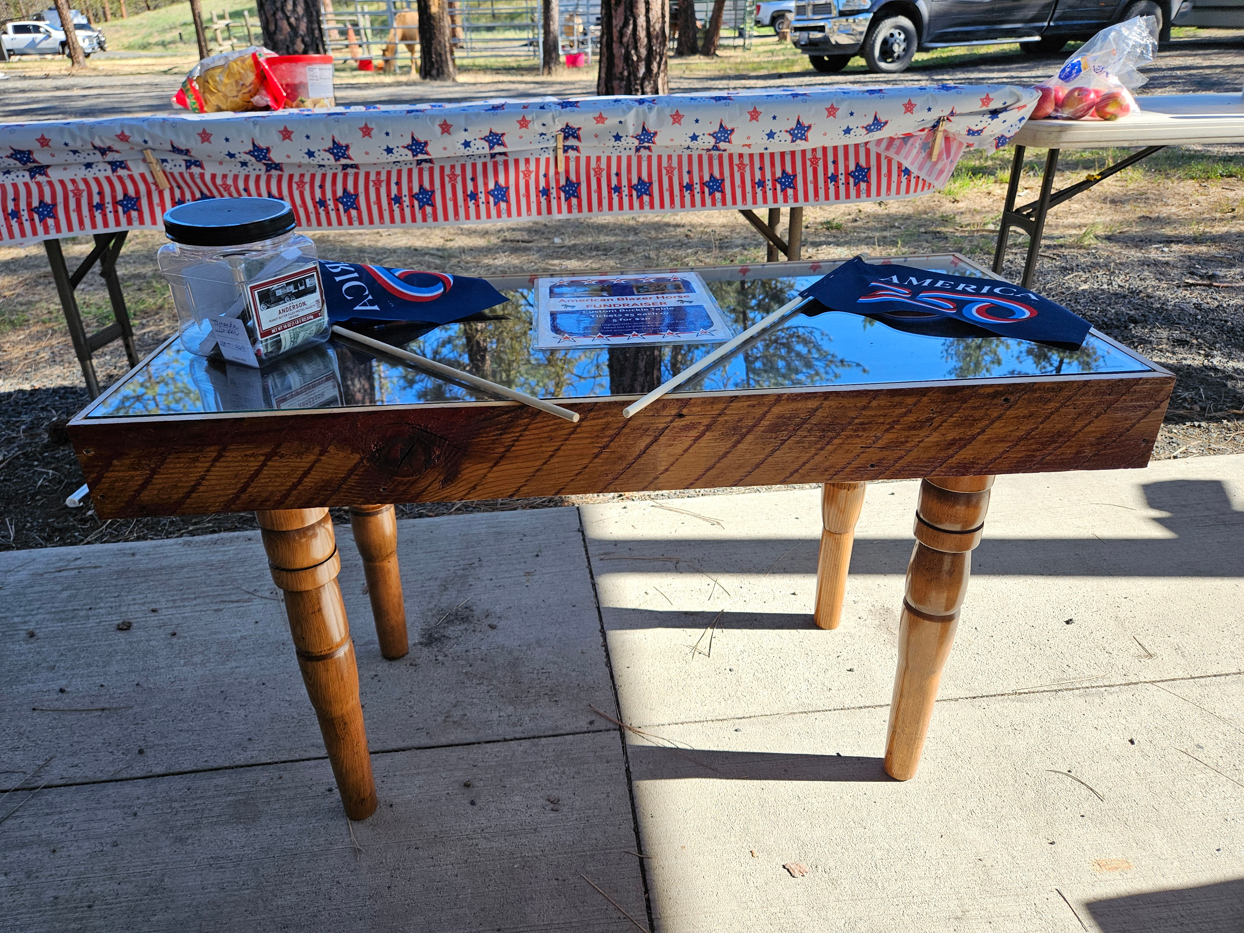 5/$20 Raffle Custom Made Belt Buckle Display Table