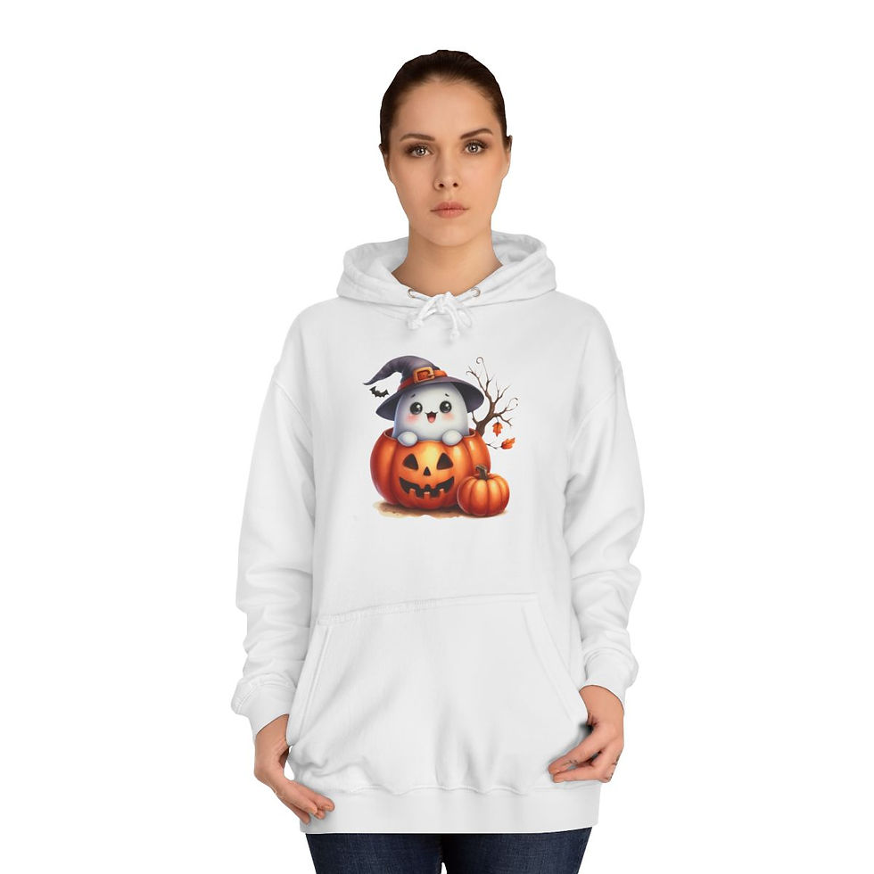 Cute Halloween Spirit Hoodie - Pumpkin Ghost