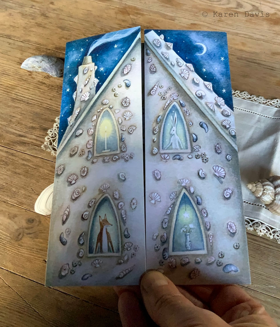 Thumbnail: Fox and Hare's Shell Cottage.  Greeting Card x1