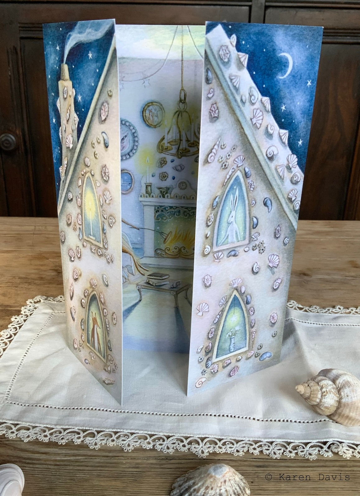 Fox and Hare's Shell Cottage. Greeting Card x1