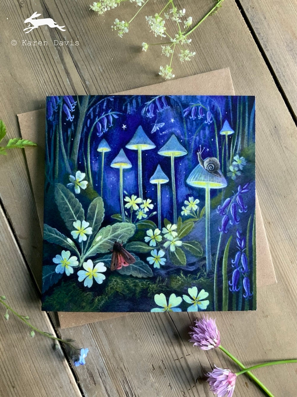 Lights in the Garden. Greeting Card x1