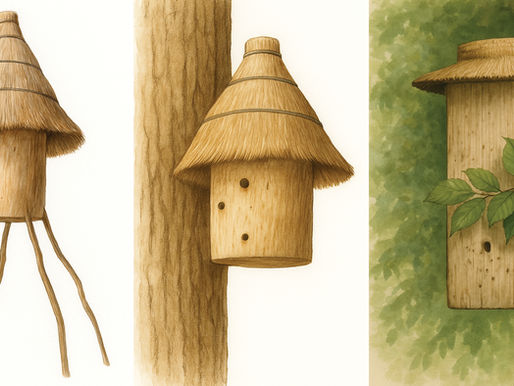 a selection of log style leave-alone beehive designs