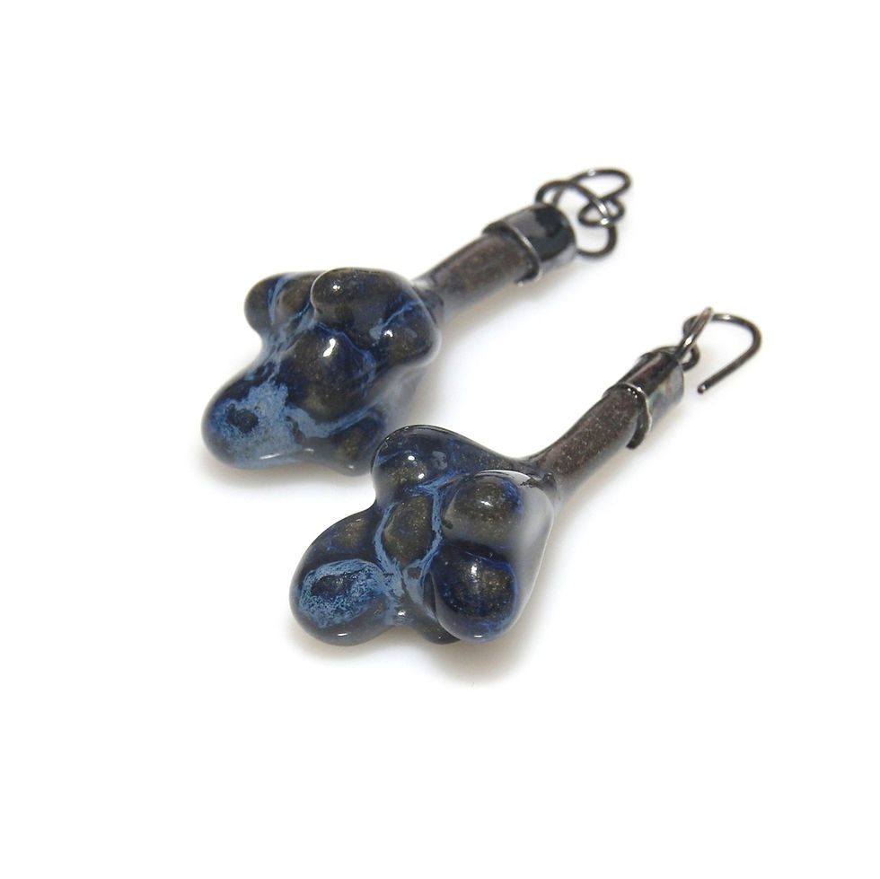 Cercei din ceramică glazurată 'blue drops'