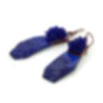 Cercei asimetrici din cupru emailat 'cobalt blue'