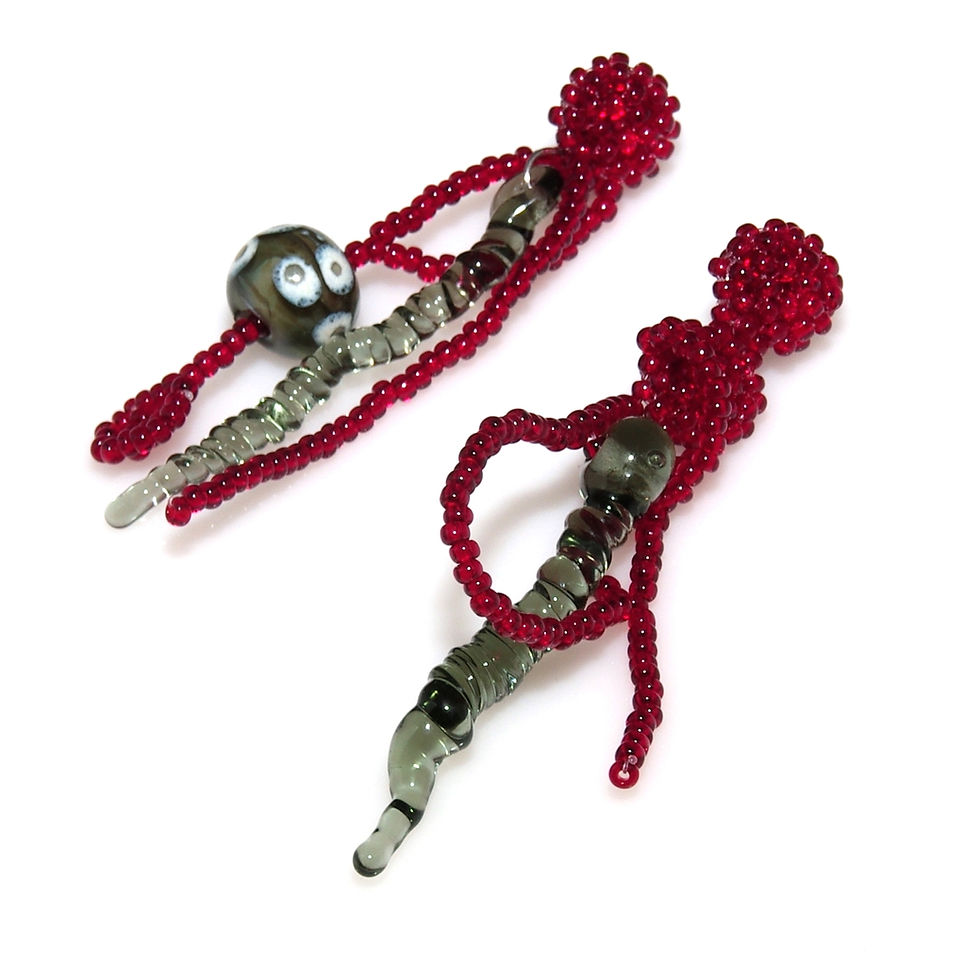 Cercei lungi din sticlă de Murano și seed beads