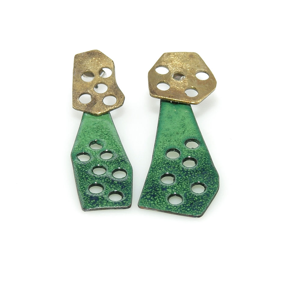 Cercei din cupru emailat și alamă