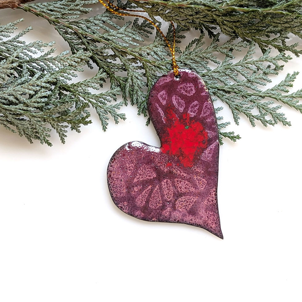 Miniatură: Accesorii decorative/ornamente Crăciun din cupru emailat 'inimă'