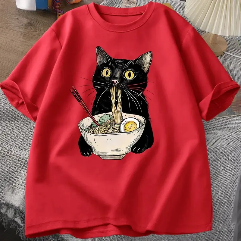 Thumbnail: Noodle Ramen Cat T-Shirt Foodie Lover T Shirts
