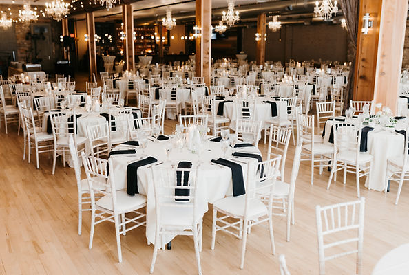 reception setup at an industrial wedding venue in Minnesota