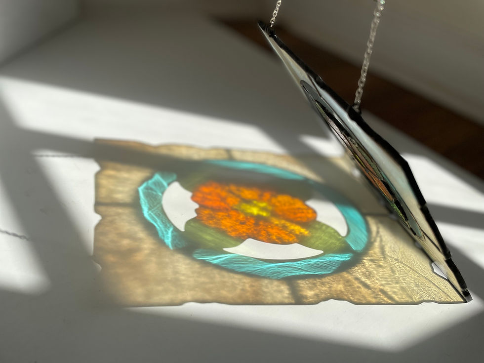 Thumbnail: Stained Glass Mediterranean Flower Suncatcher, Mediterranean Decor, Glass Mediterranean Flower, Italy Suncatcher