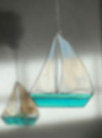 Stained Glass Sailboat Suncatcher, Nautical Suncatcher, Coastal Suncatcher, Sailing Art, Christmas Sailboat Ornament