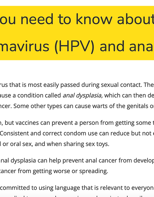 What you need to know about human papillomavirus (HPV) and anal cancer: Factsheet What you need to know about human papillomavirus (HPV) and anal cancer: Factsheet