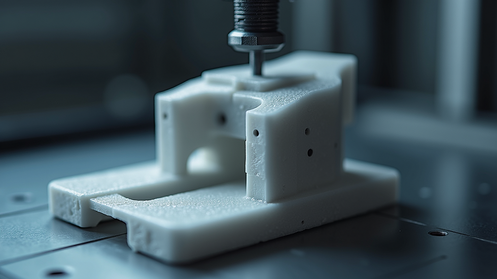 Close-up view of a 3D printed jig used in manufacturing