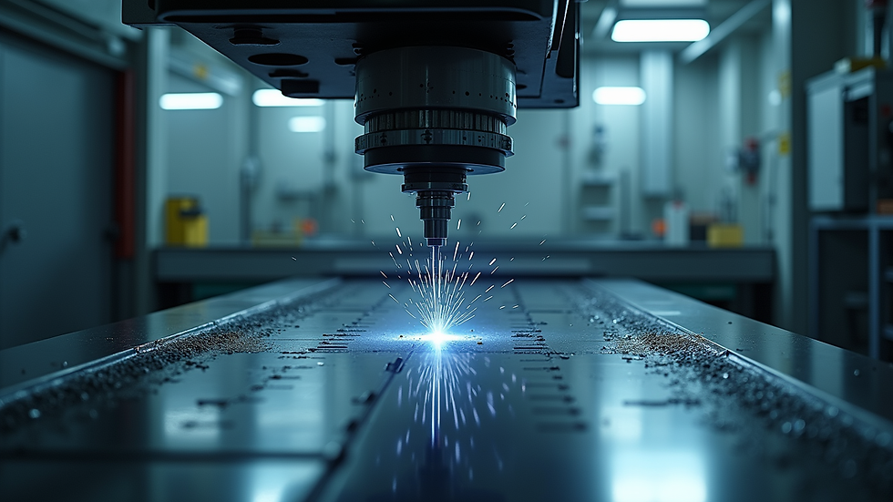 Eye-level view of a CNC machine operating in a manufacturing facility