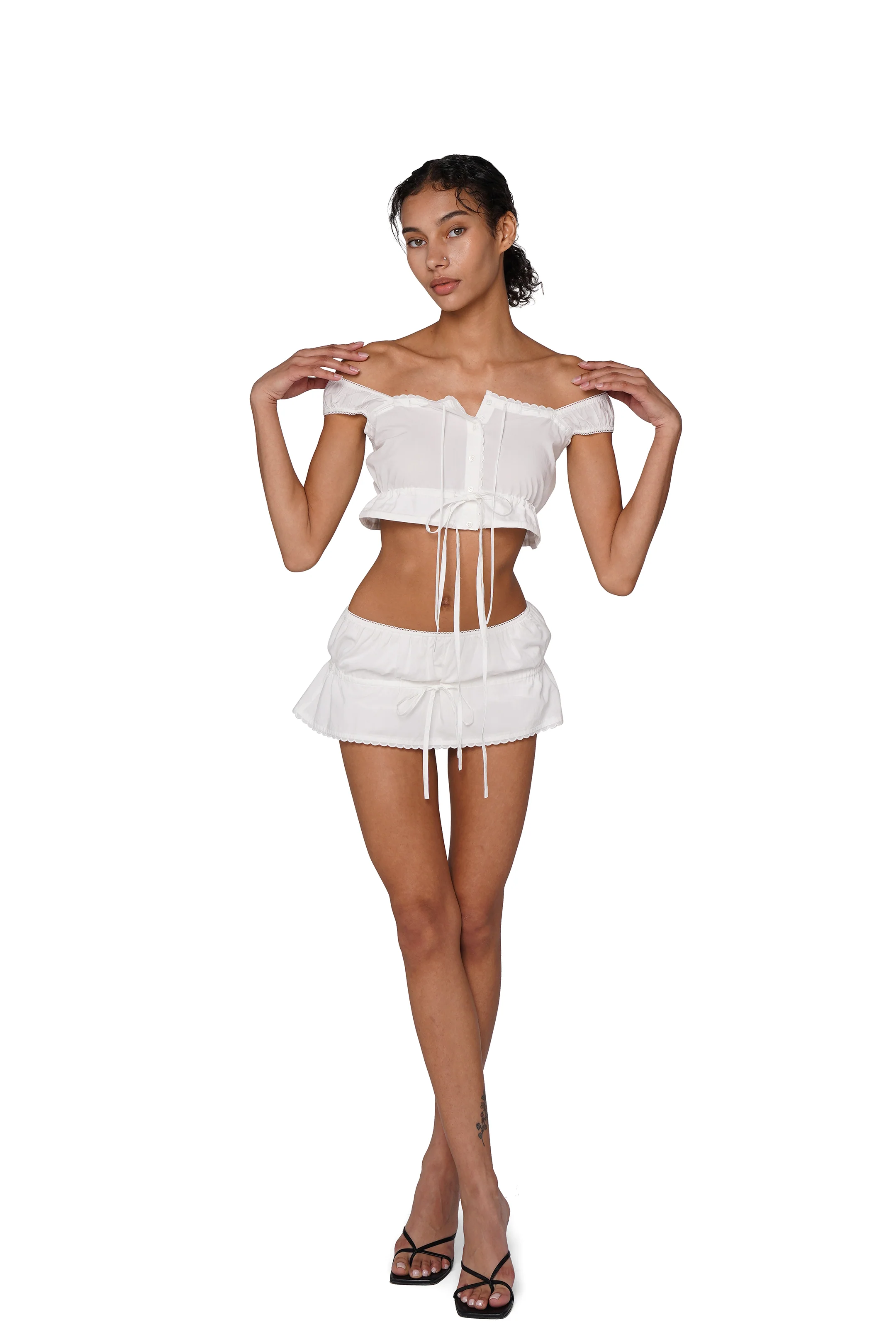 sweet chilling summer collection sheer dress top skirt skort set