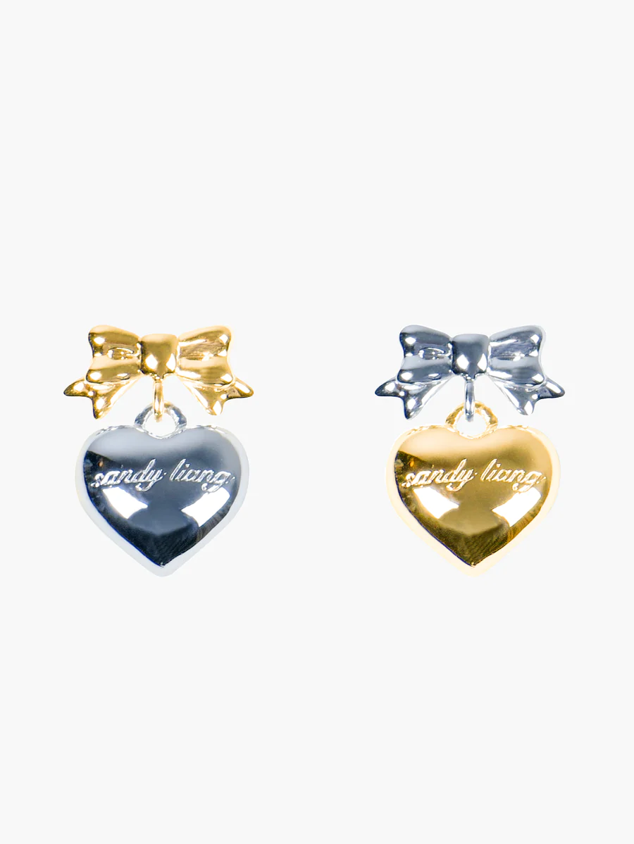 sandy liang ballerina earrings silver gold heart bow dainty cute coquette