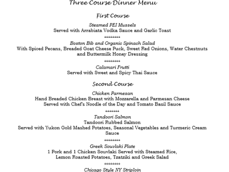 Our Three Course Menu