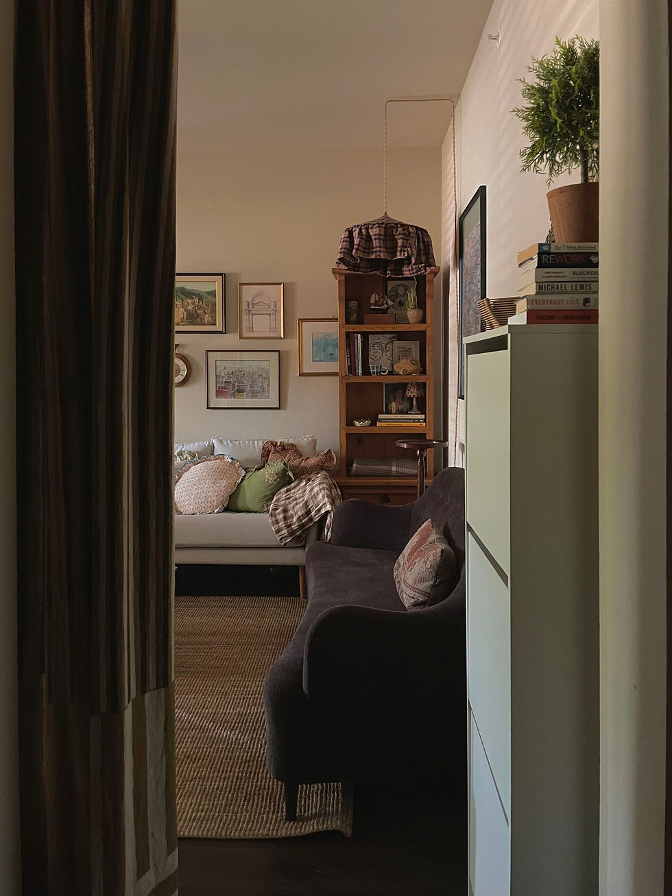 creating a warm, inviting welcome into our petite apartment