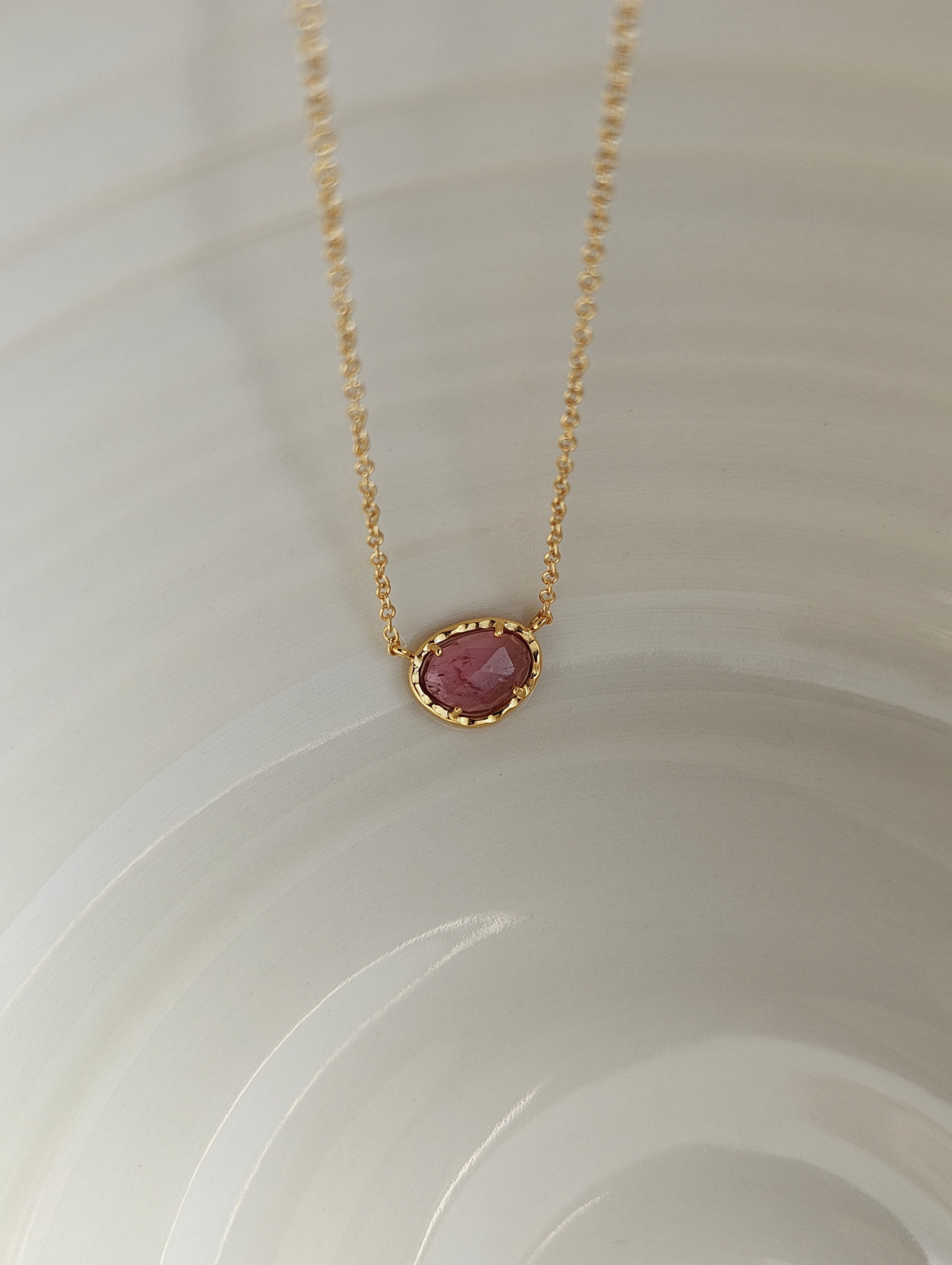 Collier " Stone " Tourmaline Rose