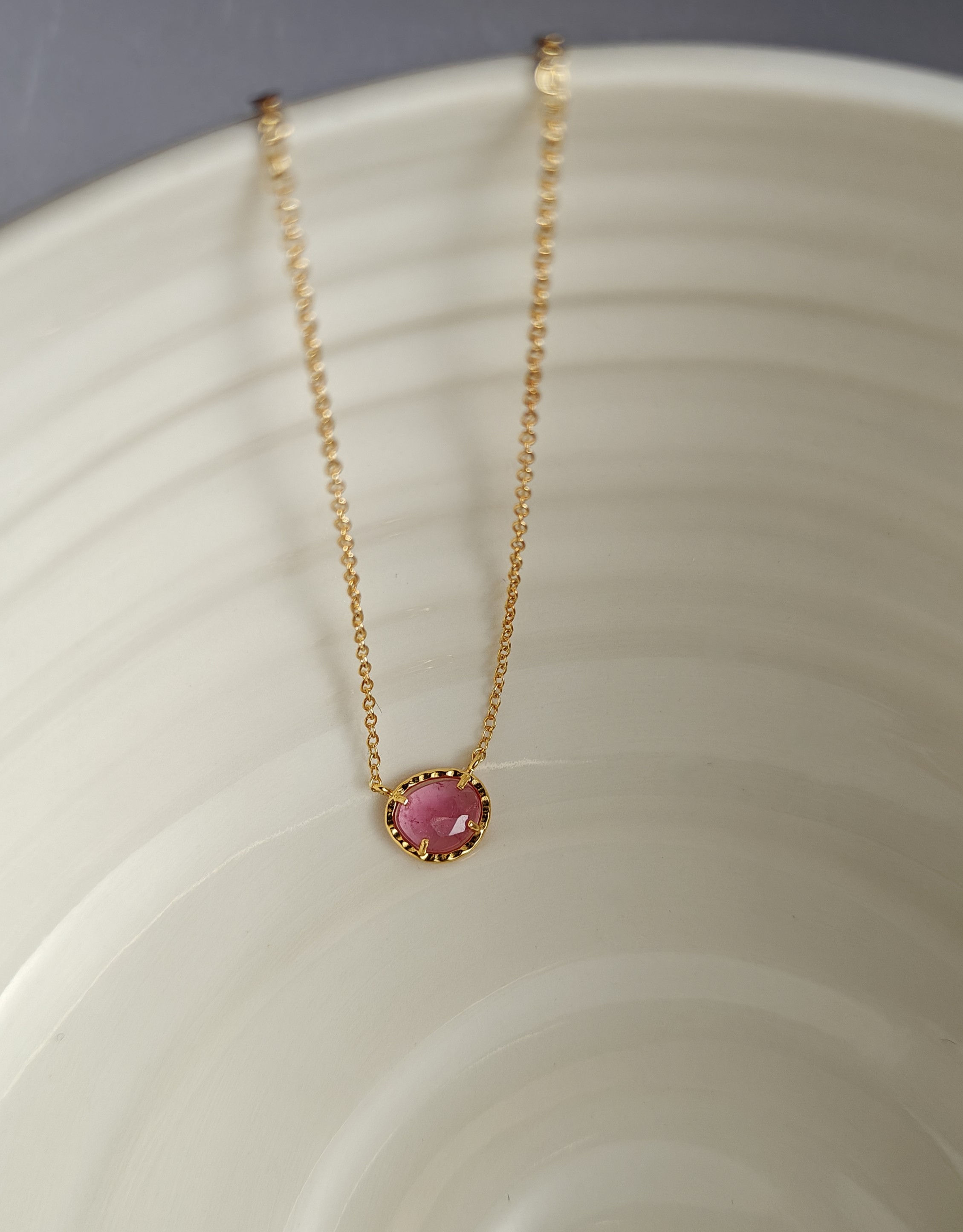 Collier " Stone " Tourmaline Rose Mini