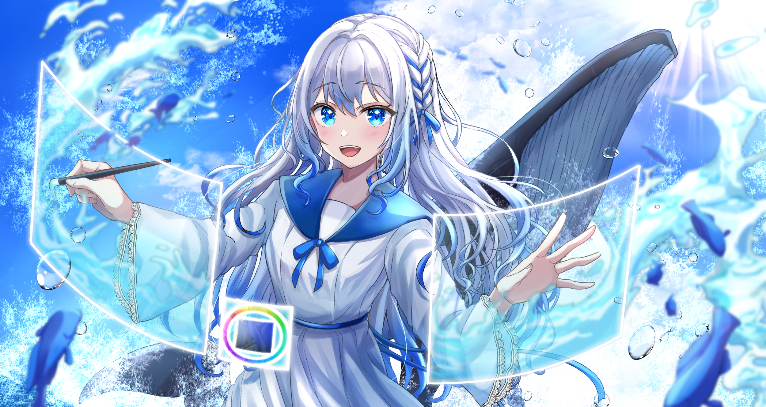 アニメキャラクター イラスト 青色タンクトップ イラストレーター | とおのき