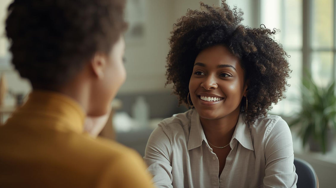 Warm, inviting image of clinician interacting with client. african american.jpg