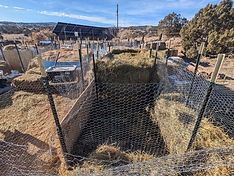 Our latest compost pile, with our whole site in the background