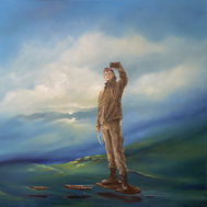 Wolverine-Gemälde: Figur in Landschaft