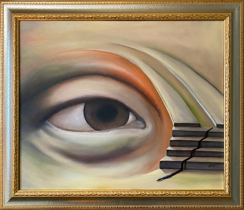 Auge, Treppe, surrealistisches Gemälde