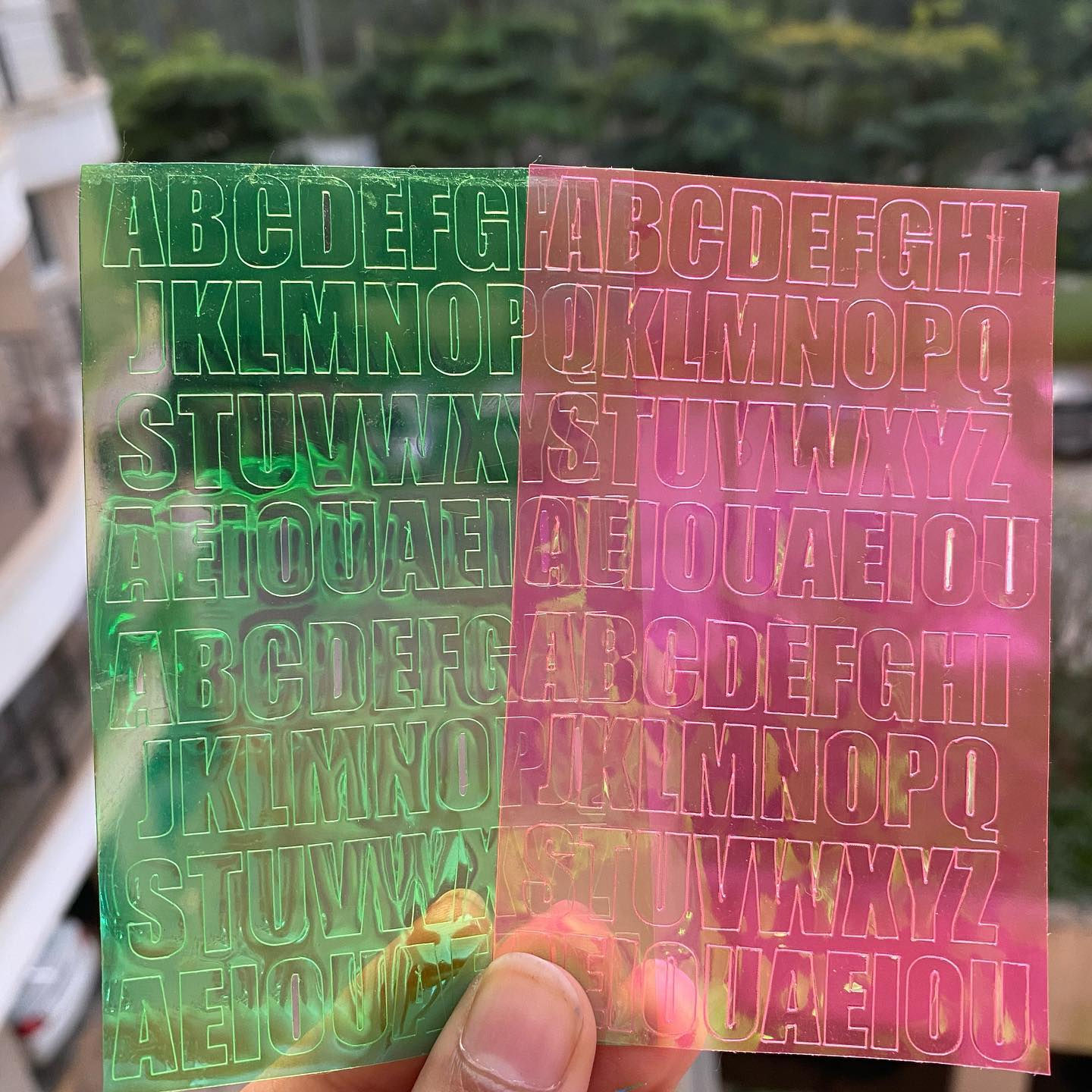 Iridescent alphabets