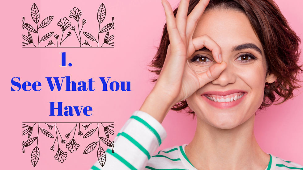 Smiling woman making an OK sign, representing the concept of seeing and acknowledging existing blessings