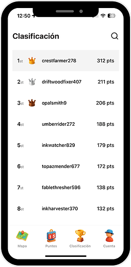 Captura de pantalla del ranking de exploradores de gnomos en la aplicación Krasnal Wrocław