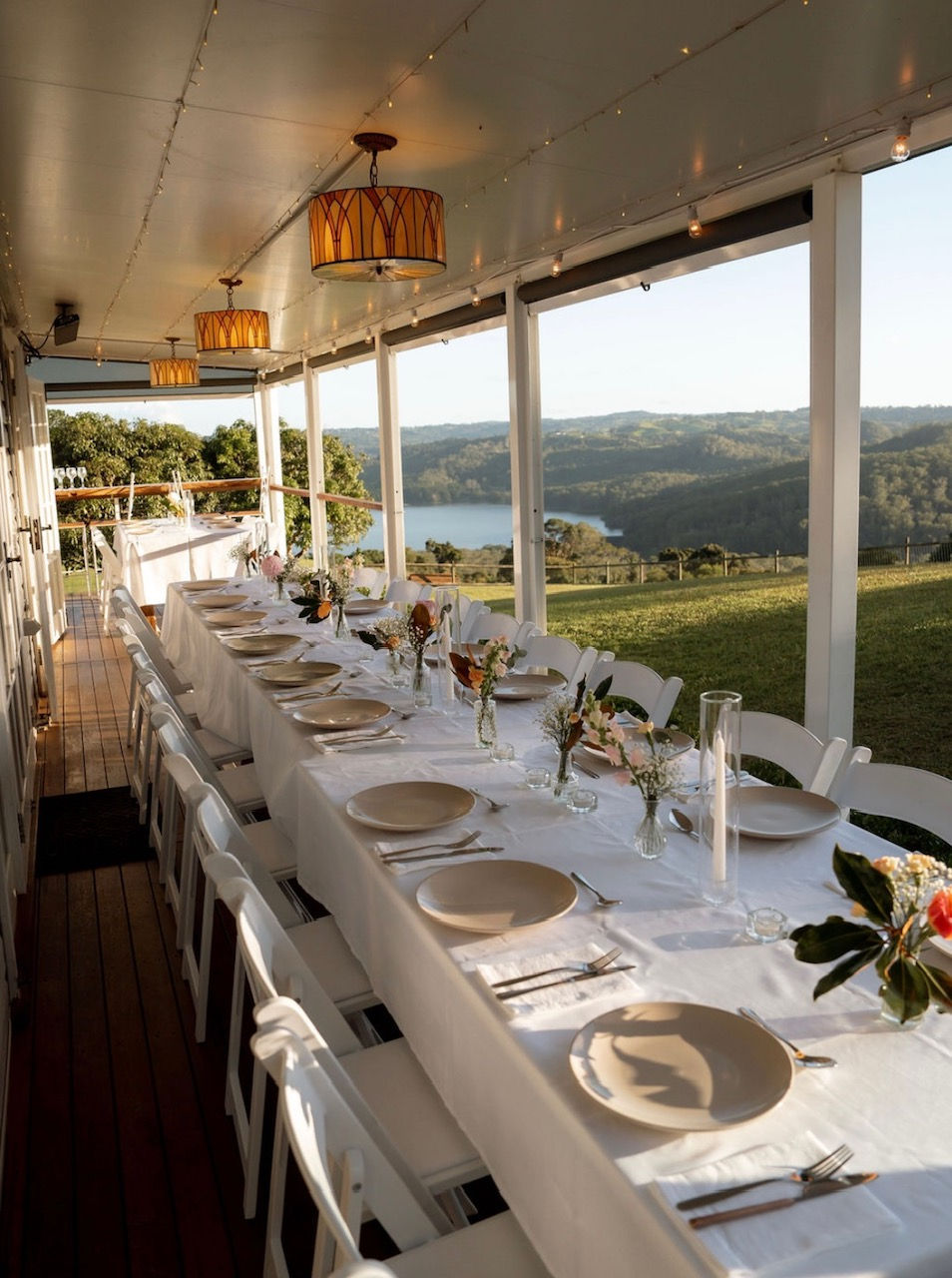 Beautiful wedding table styling for a wedding reception at The Lakehouse Folk, Montville