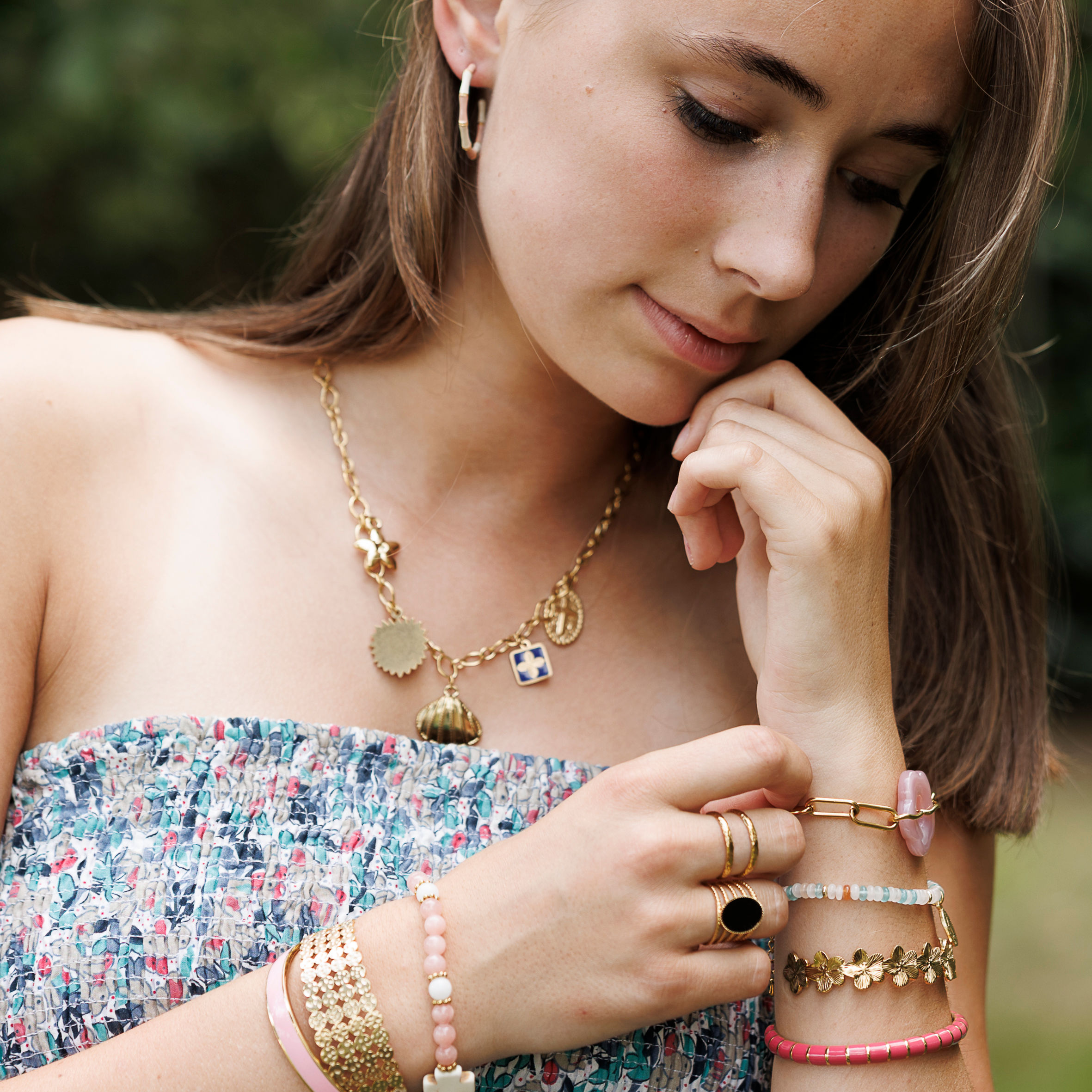 ANGELE créoles rose et crème