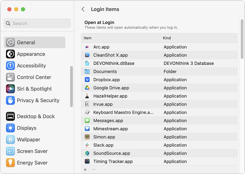 System Settings > General > Login Items