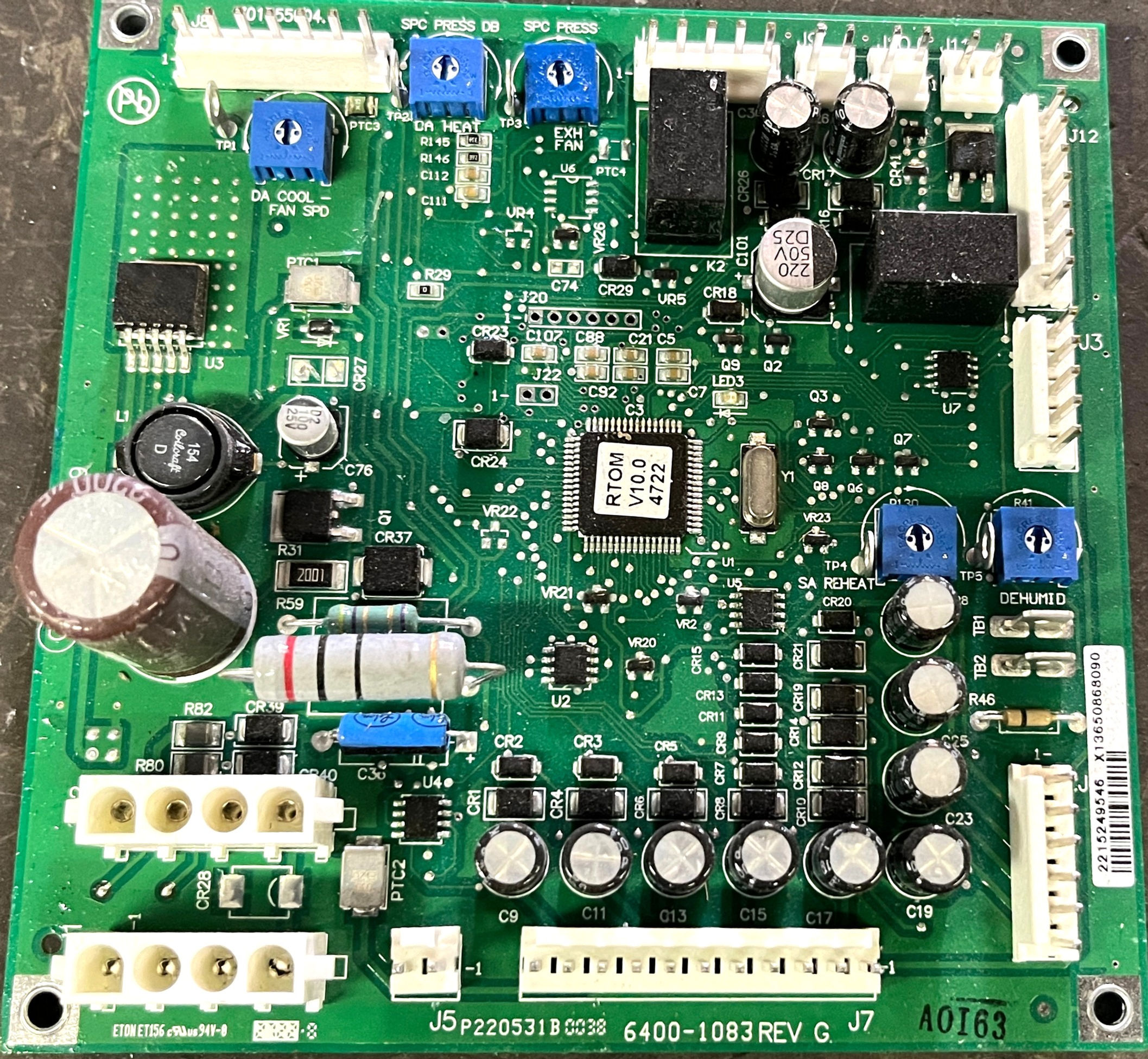 Tablero de control Trane Relatel TRA RTOM X13650868090 6400-1083 Rev G