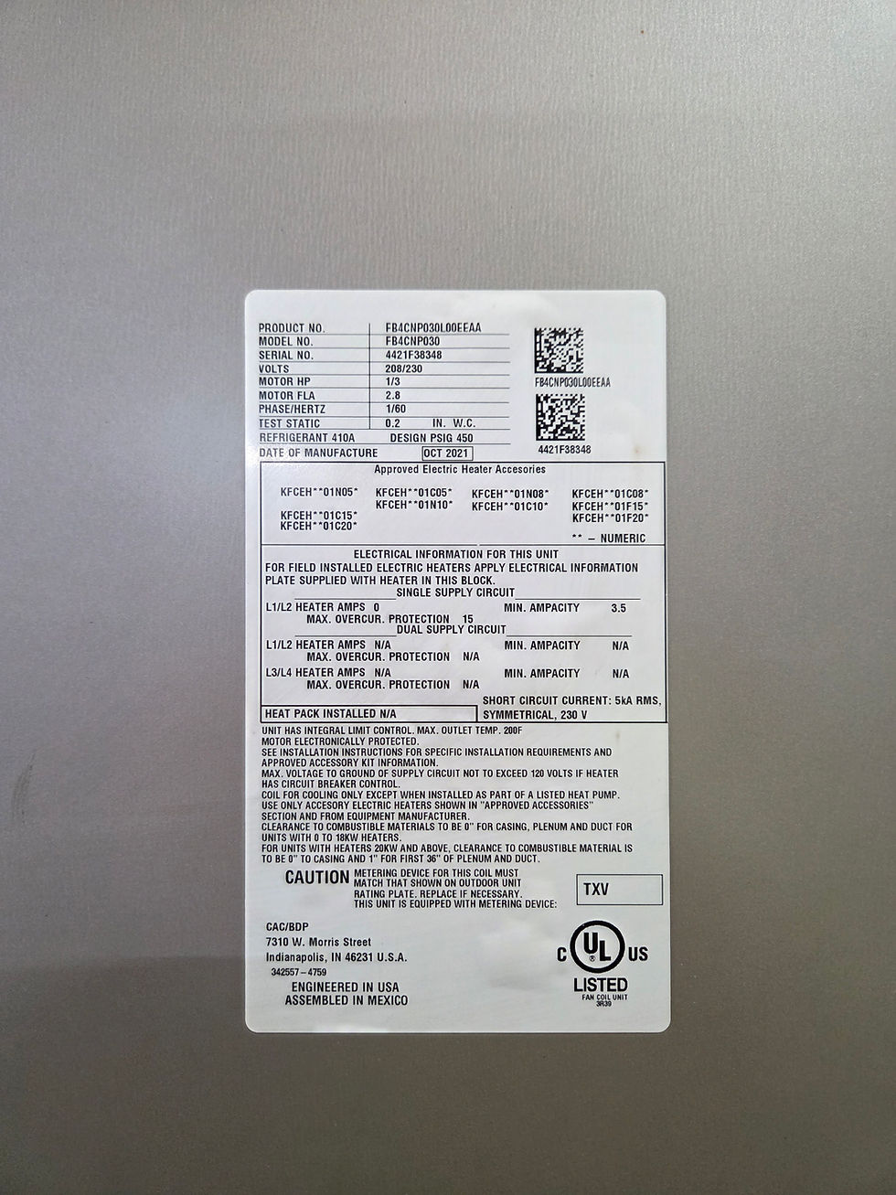 Thumbnail: Carrier / FB4CNP030 / 208-230V / Air Handler