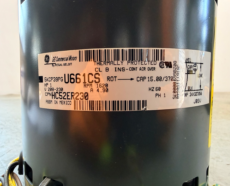 Miniatura: GE Commercial Motors / 5KCP39PGU661CS / 1HP / 208-230V / 1PH / Electric Motor