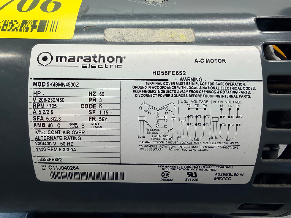 Miniatura: Marathon Electric / 5K49MN4500Z / 2.4HP / 208-230/460V / 3PH / Electric Motor