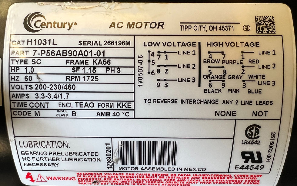 Miniatura: Century / Modelo H1031L / HP 1 / FR KA56 / Motor eléctrico