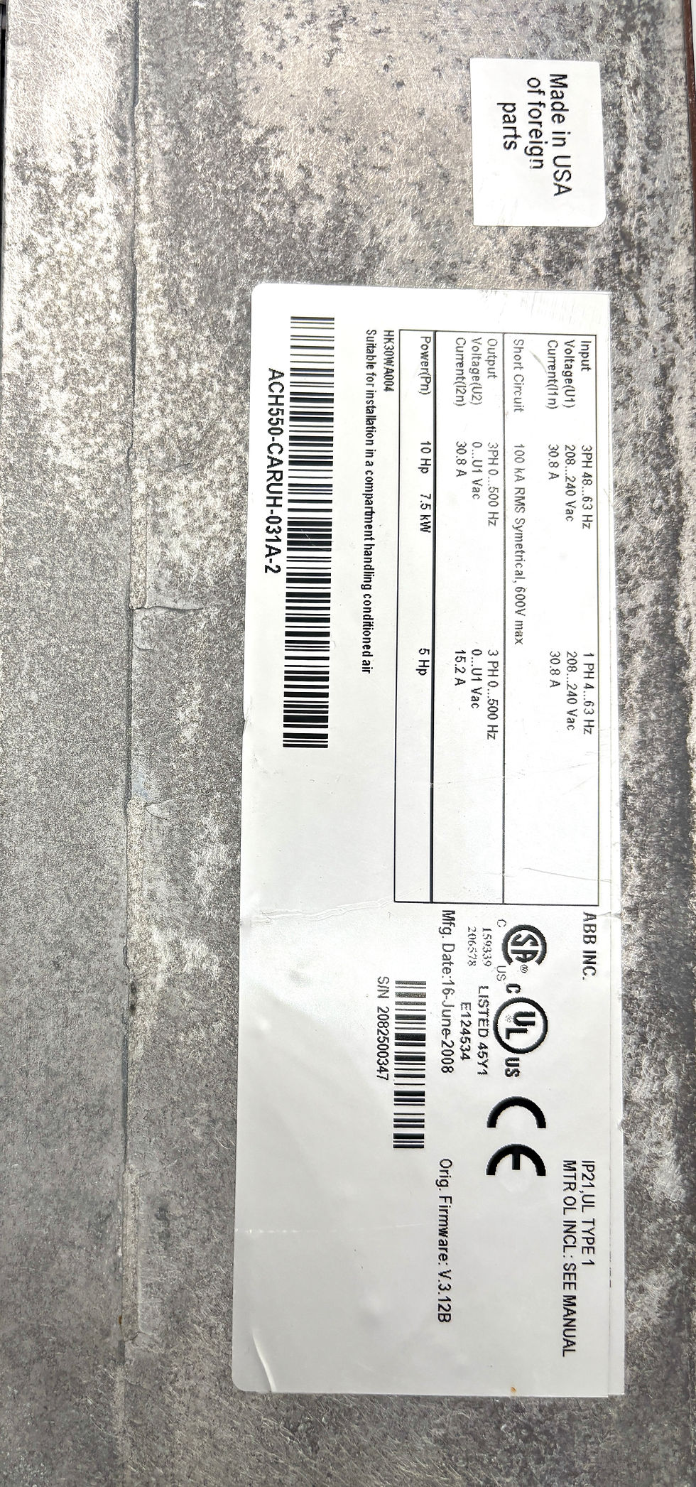 Thumbnail: ABB / ACH550-UH-031A-2 / Variable Frequency Drive