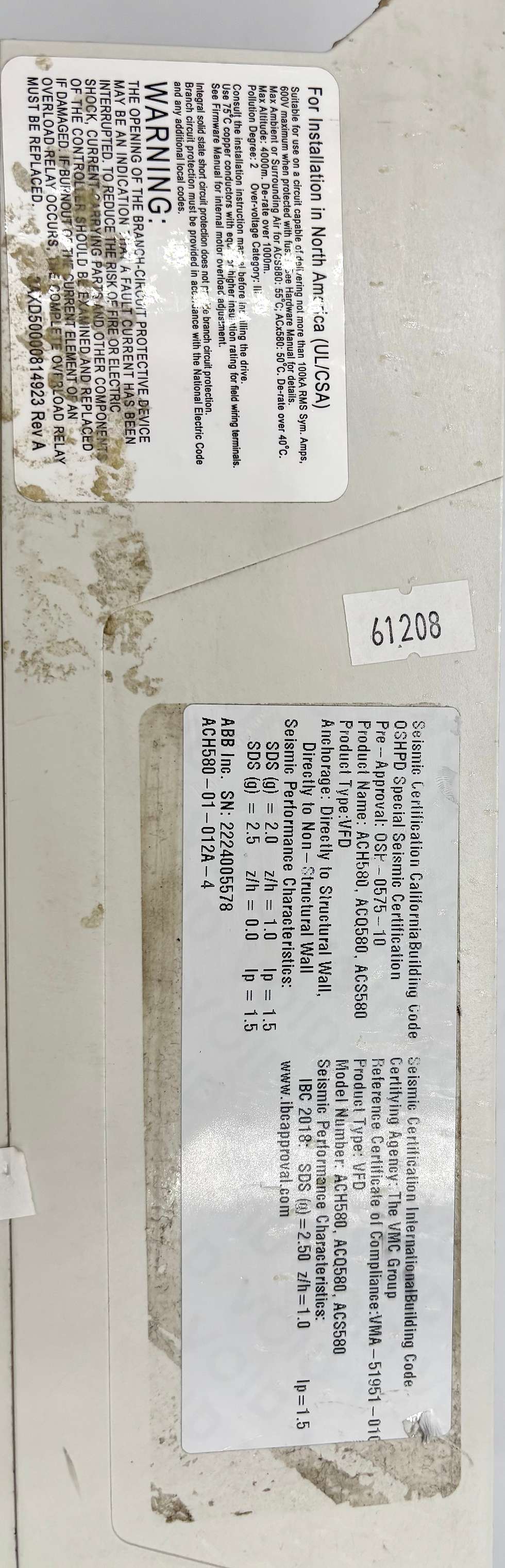 Thumbnail: ABB / ACH580-01-012A-4 / Inverter Drive 12.6kW, 7.5HP, 400V, 11A